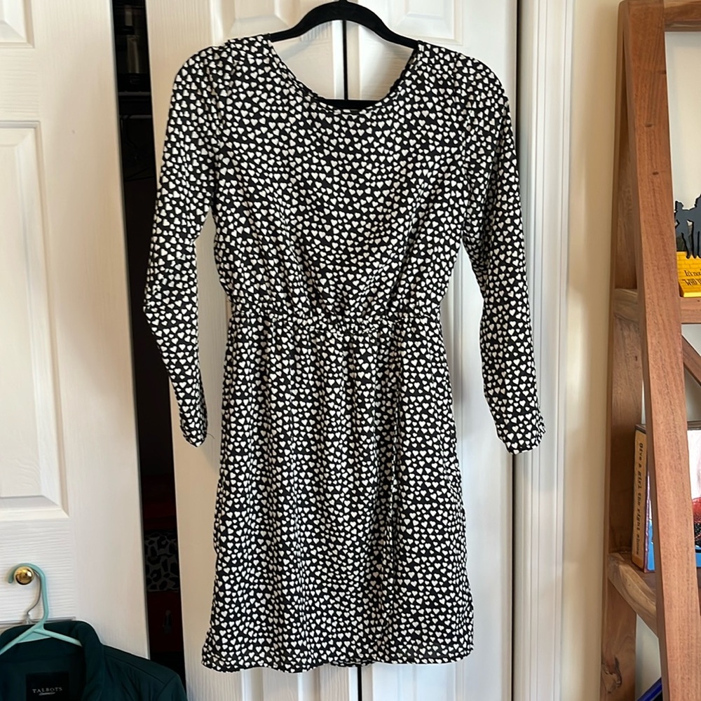 J Crew black and white heart printed dress. 00P